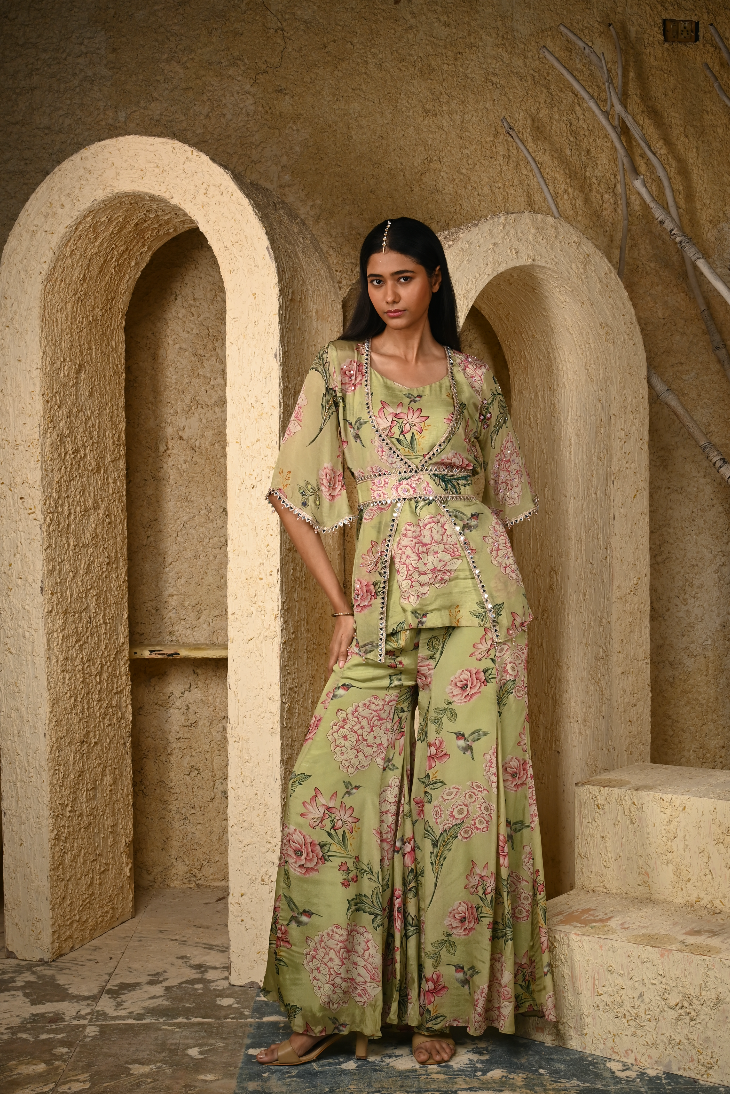 Sage Sharara Set
