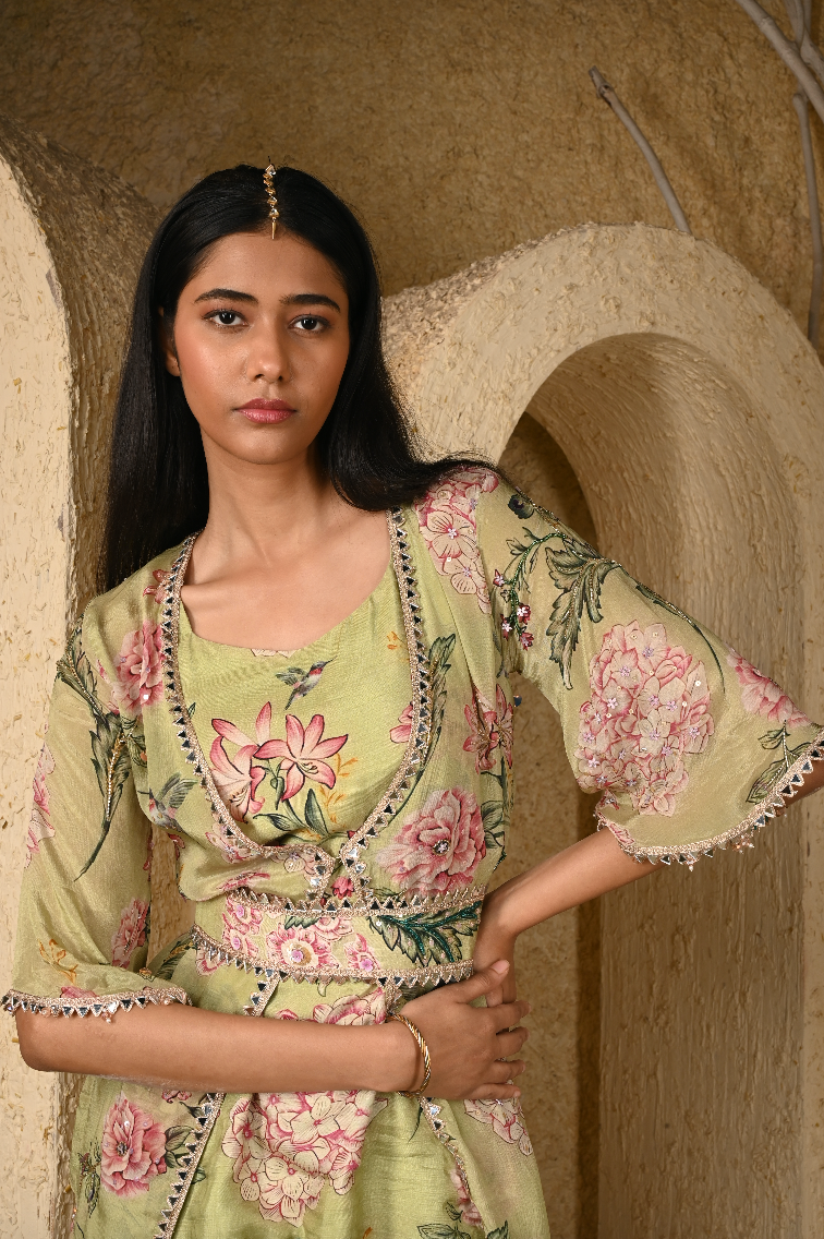 Sage Sharara Set